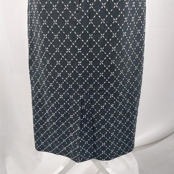 TALBOTS! RICH BLACK AND WHITE PATTERNED WEAVE STRETCH WOOL LOOK SKIRT! SZ 8 - Picture 9 of 10